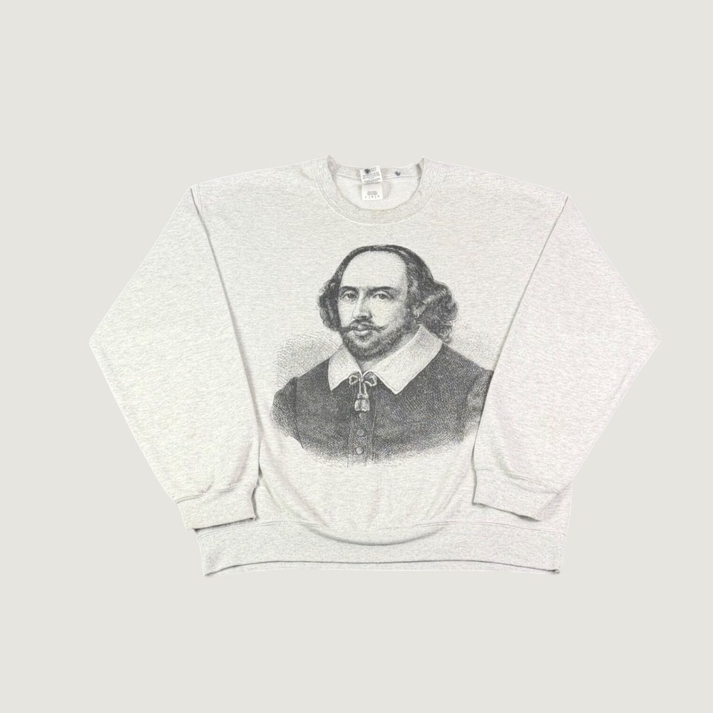 Gildan William Shakespeare Portrait Sweatshirt Mens Large Gray Literature Top